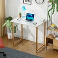 thumbnail image 1 of CL.HPAHKL 32 Inch Small Office Desk, Industrial Office Desk with Metal Frame Adjustable Feet Modern Simple Style Desk Table Sturdy Laptop Table for Home Office, Writing for Small Space (1, Gold), 1 of 7
