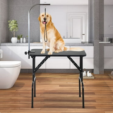 CL.HPAHKL 32 inch Dog Grooming Table Foldable, Height Adjustable Pet Bathing Station with Arm Noose, Pet Grooming Table Drying Table for Medium Small Dogs/Cats