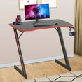 thumbnail image 1 of CL.HPAHKL 35.4Inch Gaming Desk Computer Desk for Small Area Corner, Z-shape Gaming Desk with Headphone Hook Gaming Table for PC Computer Table and Desks Small Portable Computer Desk Gaming PC Desk, 1 of 7