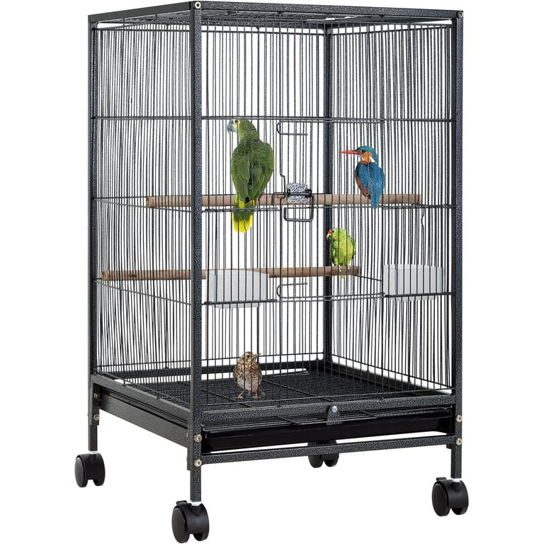 Stainless Steel Bird Cage Hanging Parrot Bird Cages Rust Resistant Metal  Cage for Cockatiels Parakeets Lovebirds Flight Perches Birdcage (Color : B