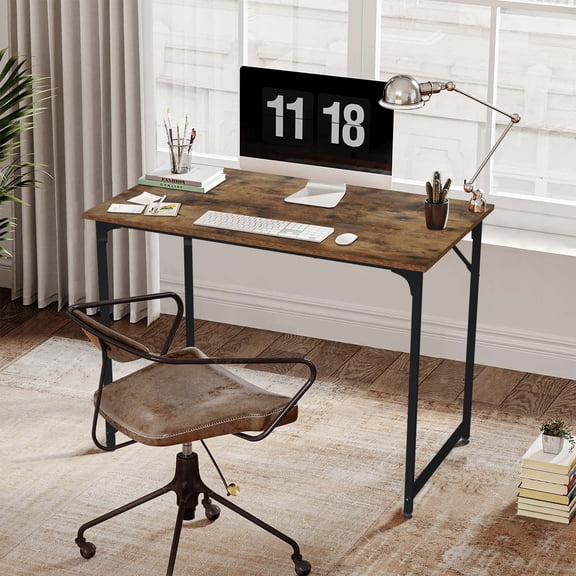 CL.HPAHKL 39 inch Computer Desk, Modern Simple Style Home Office Desk Wood PC Desk with Sturdy Metal Frame Computer Table Work Desk for Home, Office, Study, Writing