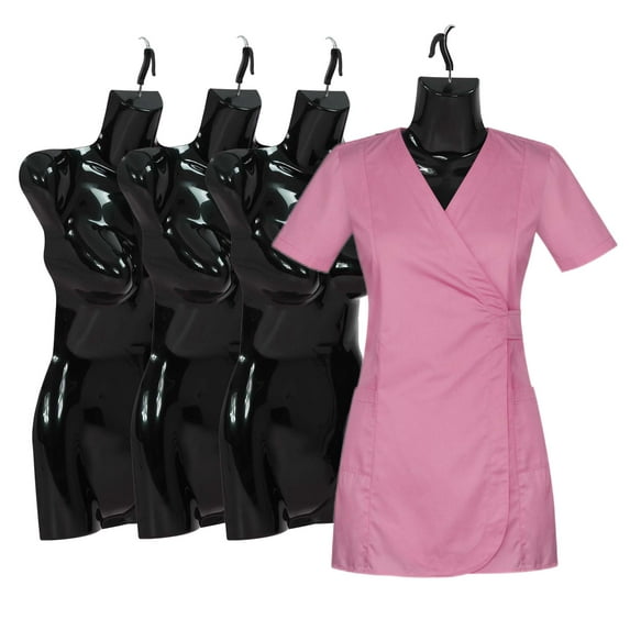 CL.HPAHKL 4-Packs Female Mannequin Torso, 27 Inch Half Body Mannequin Female Plastic Hanging Mannequin with Metal Hook Female Dress Form Holloew Back for Clothing, Accessories, Shirt Display, Black