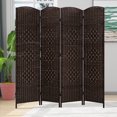 thumbnail image 1 of CL.HPAHKL 4 Panel Room Divider, 6 ft Tall Folding Privacy Screen Indoor Room Separators Divider Wall with Double Hinged Panels Portable Partition Wall Divider for Home Office Bedroom, Brown, 1 of 7