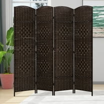 CL.HPAHKL 4 Panel Room Divider, 6 ft Tall Folding Privacy Screen Indoor Room Separators Divider Wall with Double Hinged Panels Portable Partition Wall Divider for Home Office Bedroom, Brown