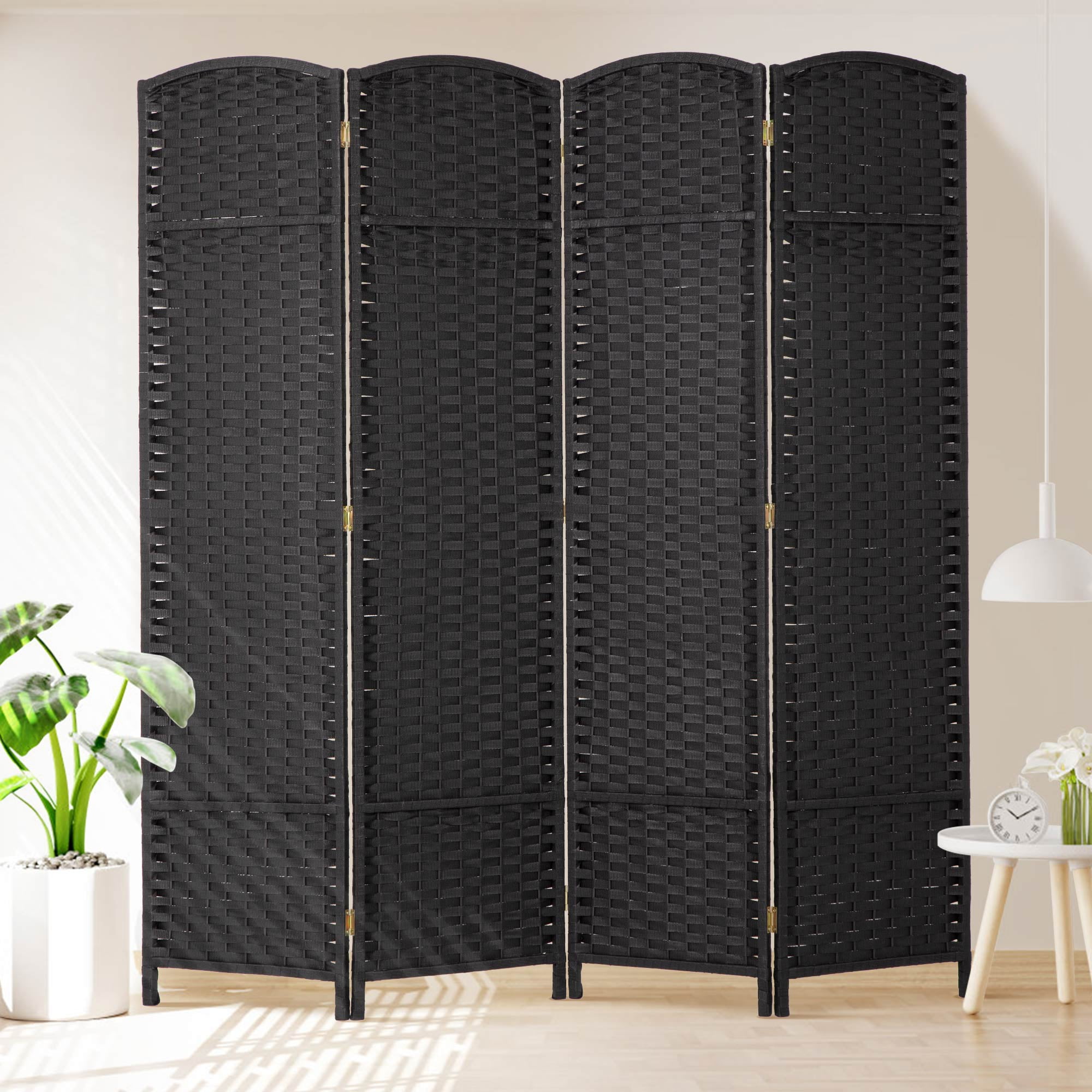 CL.HPAHKL 4 Panel Room Divider, Folding Privacy Screen 5.57 FT Tall Portable Wooden Wall Divider, Black