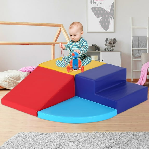 CL.HPAHKL 4-Piece Set Climbing Toys for Toddlers 1-3 Inside, Soft Baby Foam Climbing Blocks Play Set Indoor Baby Crawling Foam Blocks Children Foam Toys for Crawling Climbing and Sliding, CM