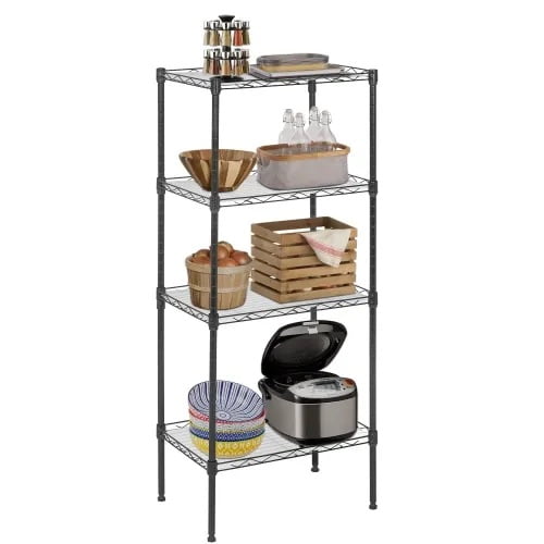 CL.HPAHKL 4 Shelf Metal Shelf, 600LBS Capacity Metal Utility Shelf NSF Certified Wire Storage Shelves Adjustable Shelving Units and Storage for Home Kitchen Bathroom, Black (17.3"L x 11.4"W x 43.9"H)