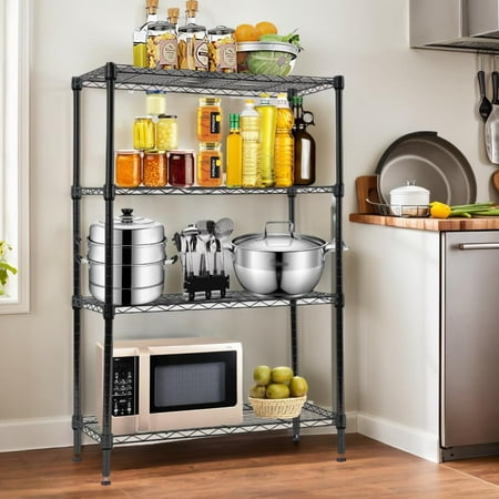 CL.HPAHKL 4 Shelf Storage Rack, 1000LBS Capacity Heavy Duty Metal Utility Shelf NSF Certified Wire Storage Shelves Adjustable Shelving Units and Storage for Home Kitchen, Black (36"L x 14"W x 54"H)