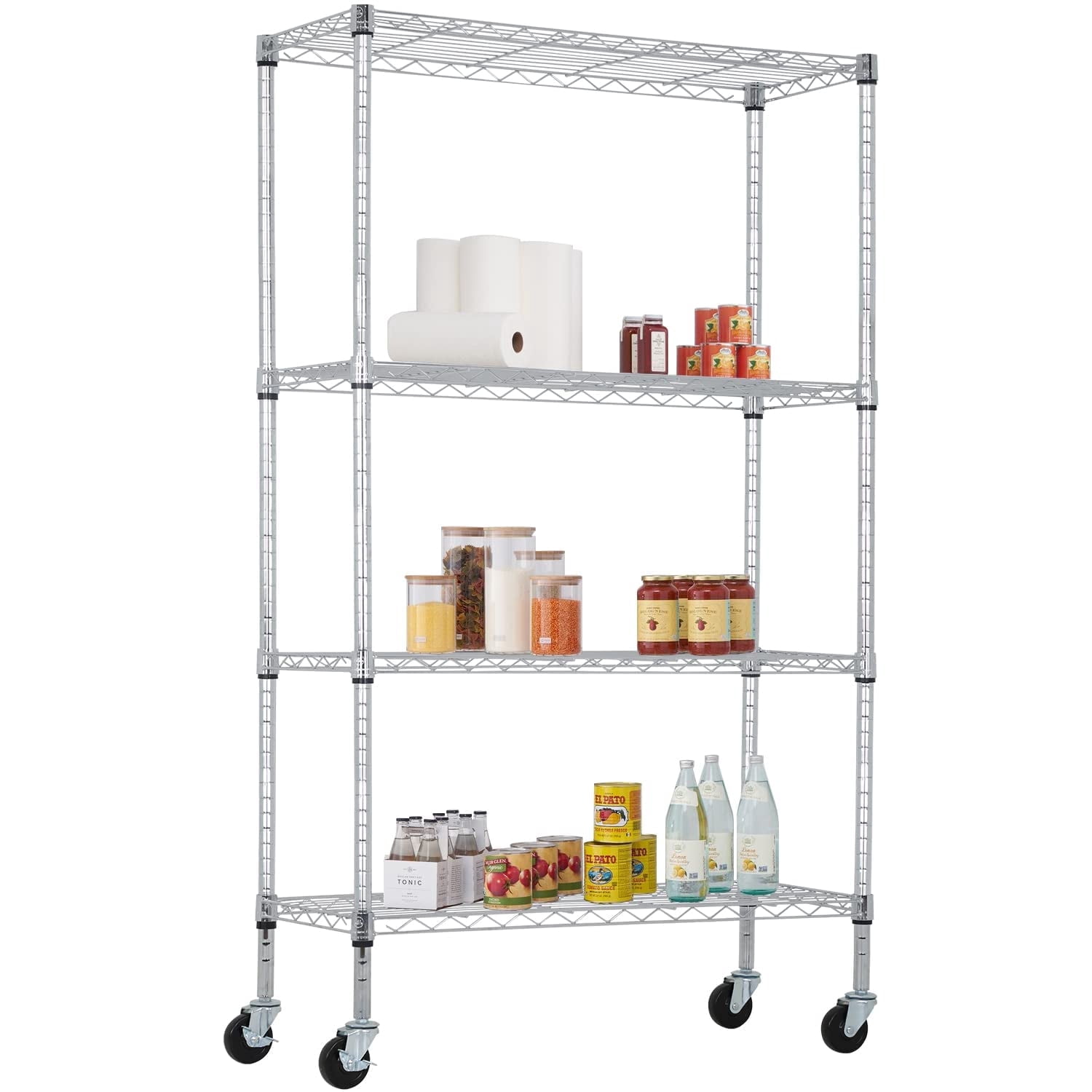 CL.HPAHKL 4-Tier Adjustable Storage Shelves with Wheels 35.6
