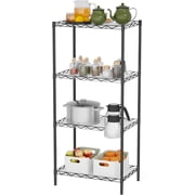 CL.HPAHKL 4-Tier Metal Storage Shelves, Adjustable Wire Shelving Unit Standing Storage Rack for Kitchen Bathroom Pantry Garage, 18" W 12" D 44" H, Black