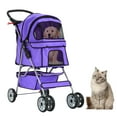 thumbnail image 1 of CL.HPAHKL 4 Wheels Pet Stroller, Breathable and Visible Dog Strollers with Cup Holder & Removable Liner Easy Fold Cat Strollers Portable Pet Strolling Cart with Storage Basket for Travel, Purple, 1 of 8