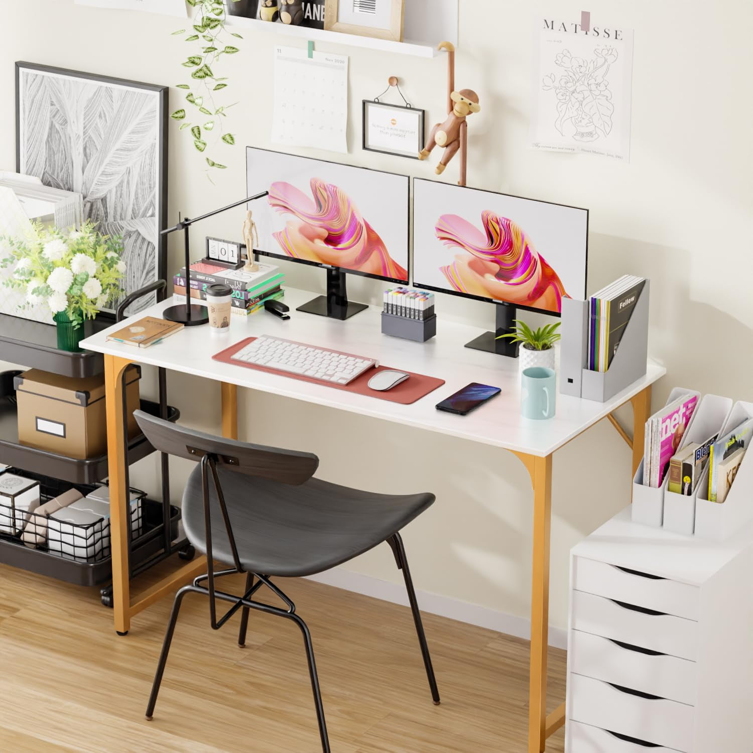 CL.HPAHKL 48 Inch Home Computer Desk, Industrial Office Desk with Metal ...