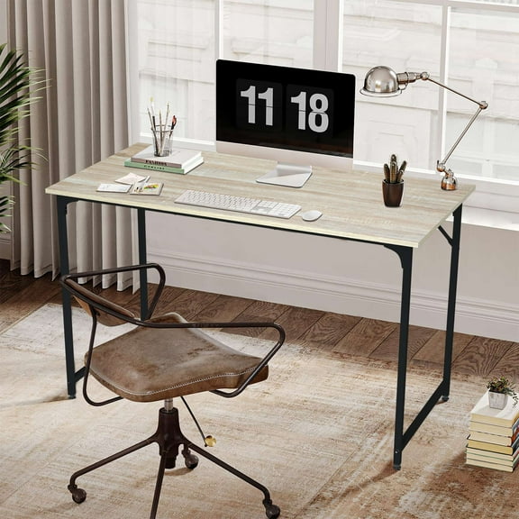 CL.HPAHKL 48 inch Computer Desk, Modern Simple Style Home Office Desk Wood PC Desk with Sturdy Metal Frame Computer Table Work Desk for Home, Office, Study, Writing