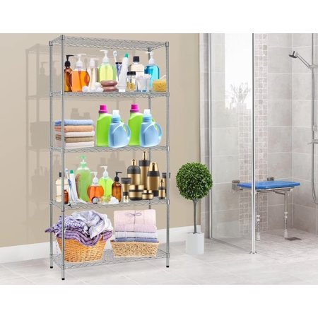 CL.HPAHKL 5-Tier Adjustable Wire Shelving Unit, NSF Certified Commercial Metal Storage Rack 1250 LBS Capacity, Adjustable Steel Shelves for Kitchen, Garage, Restaurant, 36" L x 14" W x 72" H, Chrome