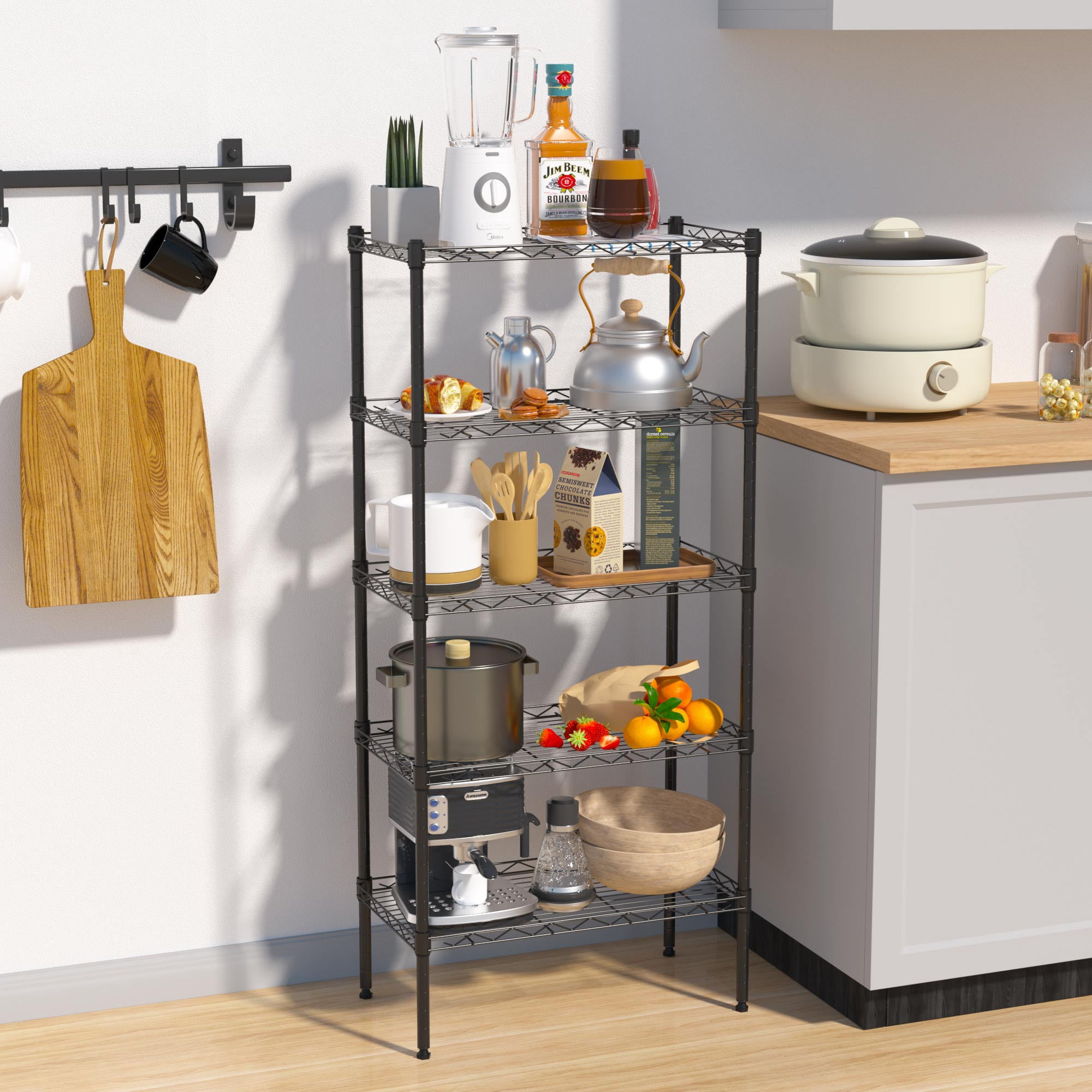 CL.HPAHKL 5 Tier Shelf Unit, Adjustable Storage Racks and Shelving NSF ...