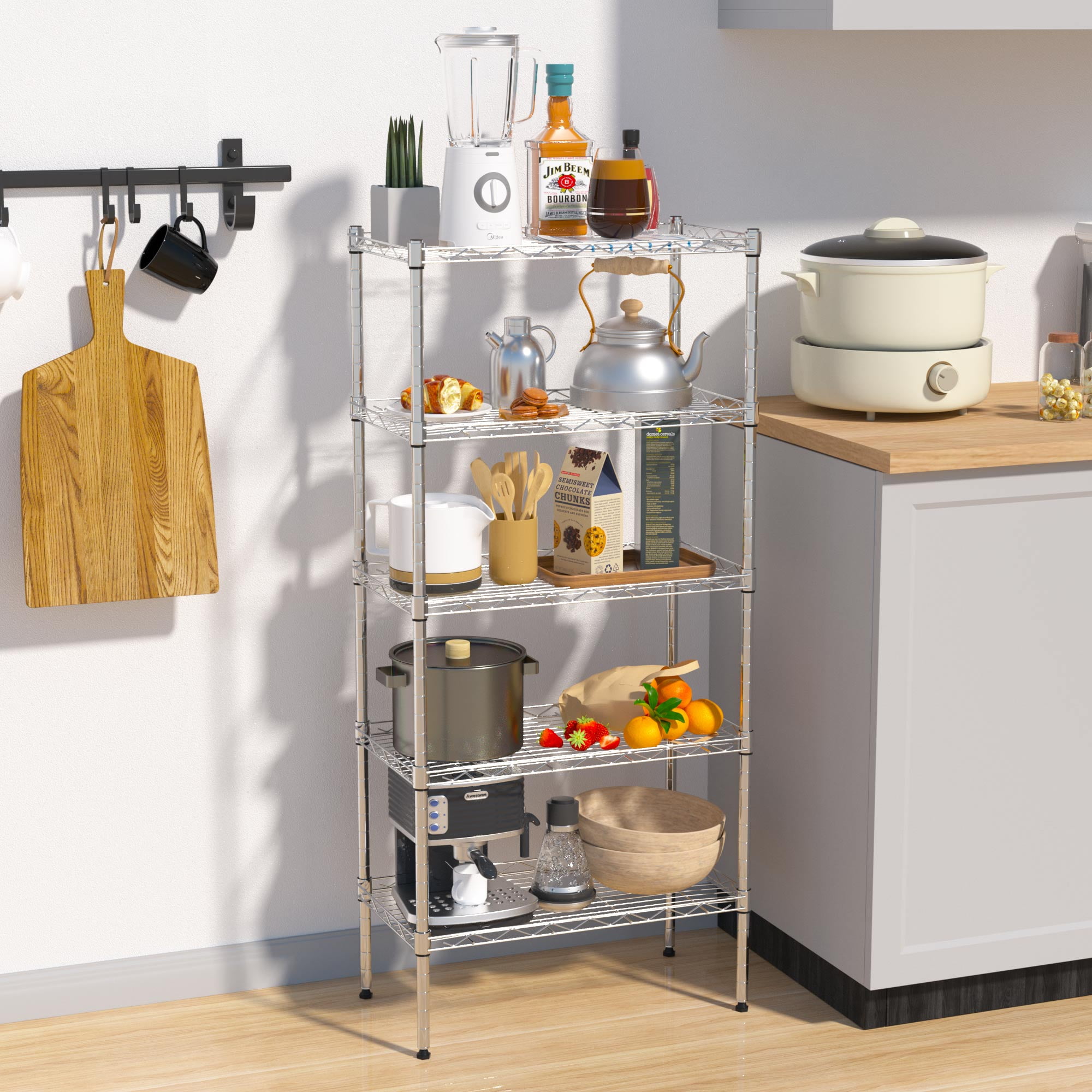 CL.HPAHKL 5 Tier Shelf Unit, Adjustable Storage Racks and Shelving NSF ...