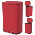 thumbnail image 1 of CL.HPAHKL 50 Liter / 13 Gallon Trash Can, Stainless Steel Kitchen Trash Can with Removable Inner Bucket Garbage Can with Lid Step Trash Can for Home Office, Brushed Stainless Steel Finish, Red, 1 of 9