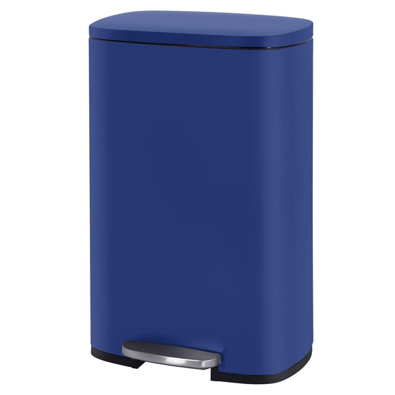 CL.HPAHKL 50 Liter / 13 Gallon Trash Can, Stainless Steel Kitchen Trash Can with Removable Inner Bucket Garbage Can with Lid Step Trash Can for Home Office, Brushed Stainless Steel Finish, Deep Blue