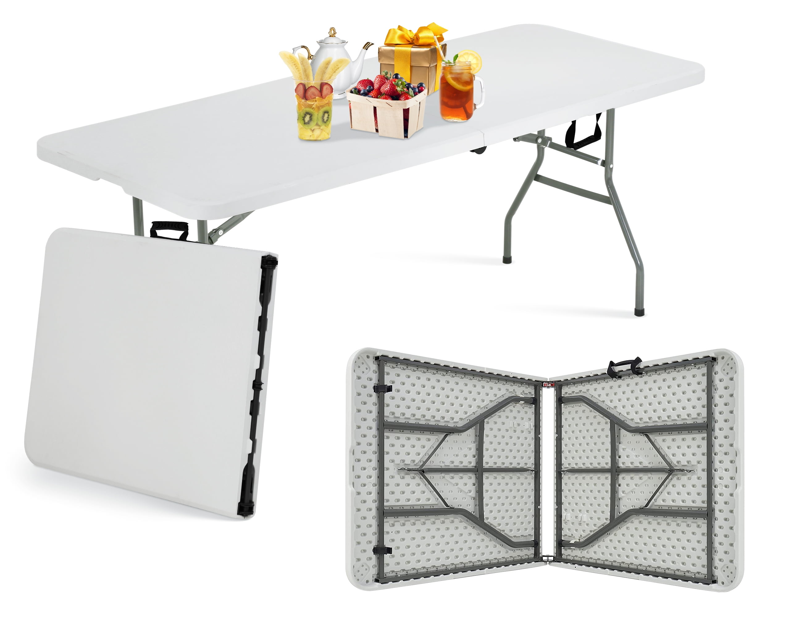 CL.HPAHKL 6 Foot Folding Table with Carrying Handle, Portable Plastic