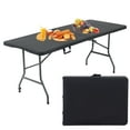thumbnail image 1 of CL.HPAHKL 6 Foot Folding Table with Carrying Handle, Portable Plastic Camping Table Fold in Half, 6 ft Foldable Table with Sturdy Steel Frame for Indoor Outdoor Camping, Picnic and Party, Black, 1 of 7