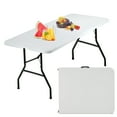 thumbnail image 1 of CL.HPAHKL 6 Foot Folding Table with Carrying Handle, Portable Plastic Camping Table Fold in Half, 6 ft Foldable Table with Sturdy Steel Frame for Indoor Outdoor Camping, Picnic and Party, White, 1 of 9
