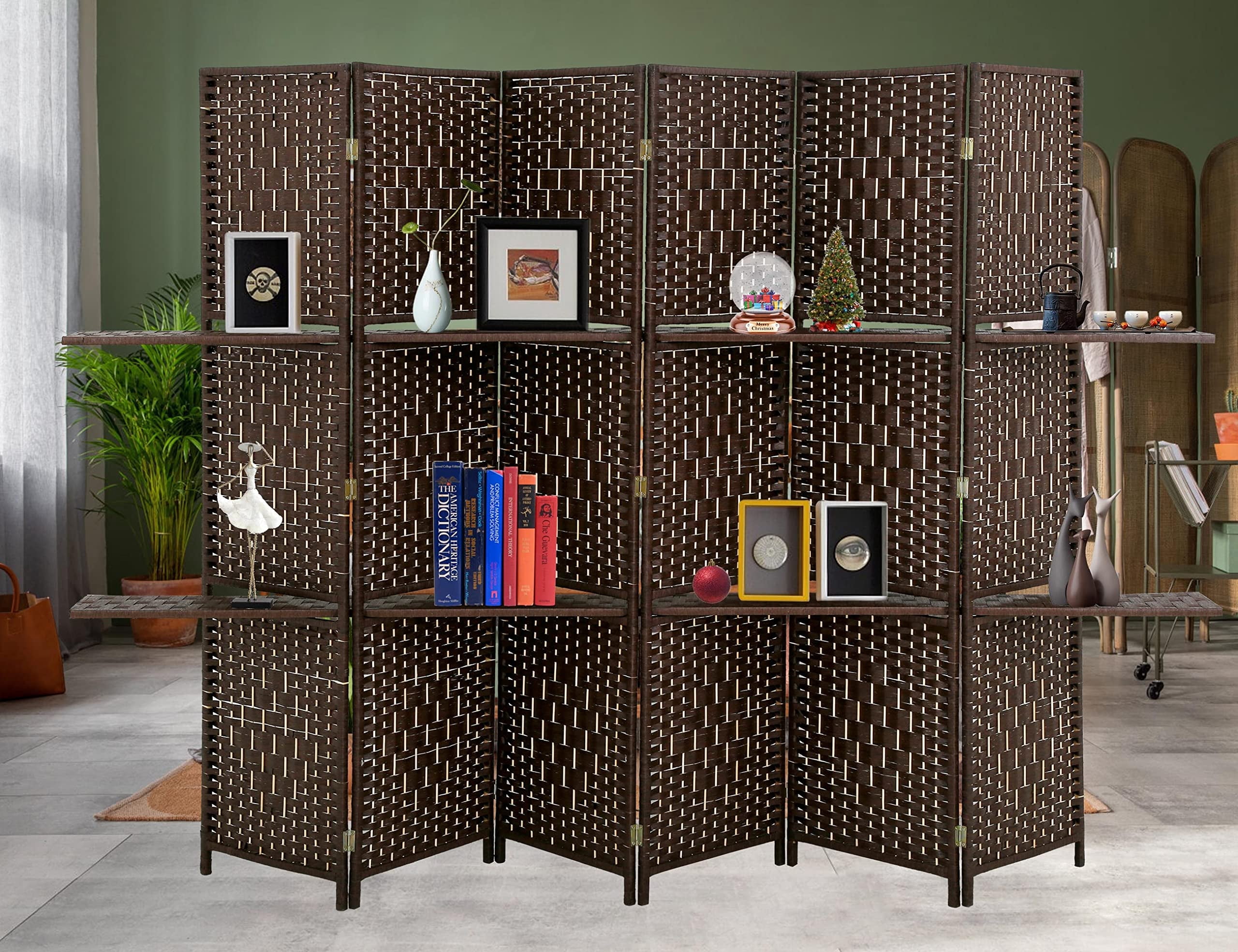 CL.HPAHKL 6 Panel Folding Wooden Room Divider, 5.88ft Tall Partition ...
