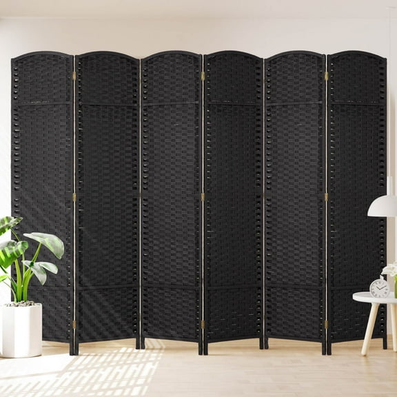 CL.HPAHKL 6 Panel Room Divider, Folding Privacy Screen 5.57 FT Tall Portable Wooden Wall Divider, Black