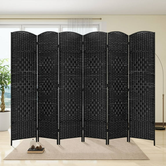 CL.HPAHKL 6 Panel Room Divider, Partition Wall Divider with Double Hinged Panels 6 ft Tall Folding Privacy Screen Indoor Partitions and Dividers Freestanding for Living Room Bedroom Study, Black