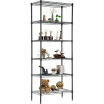 CL.HPAHKL 6 Tier Storage Shelves, Adjustable Wire Shelving Units, Metal Storage Rack for Kitchen Pantry Closet Laundry (Black, 23" D x 13" W x 59" H)
