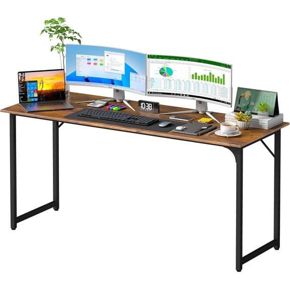 CL.HPAHKL 63 inch Computer Desk, Modern Home Office Desk with Metal Frame & Wood Tabletop, Simple Style Writing Study Work Table PC Desk for Home Bedroom, Vintage