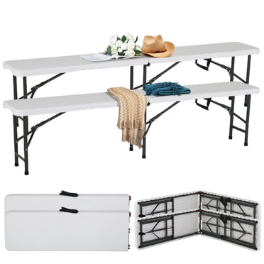 Folding Bench Seat, Set of 2 Foldable Bench Seating with Carrying ...