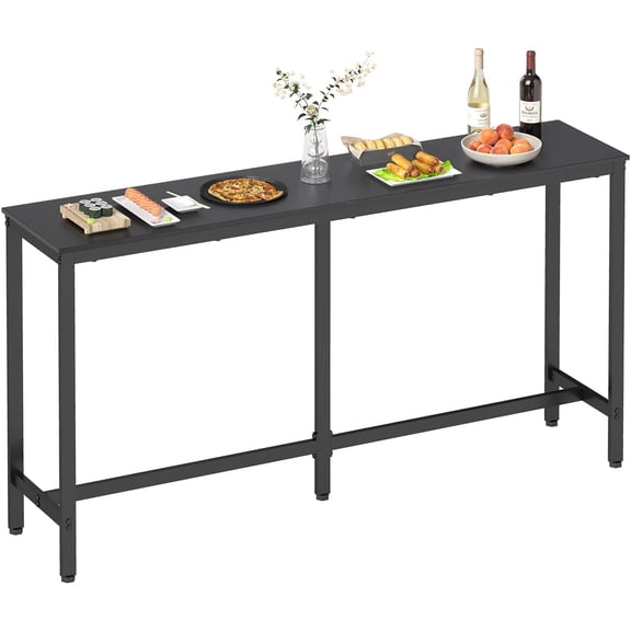 CL.HPAHKL 71" Bar Table, Narrow Pub Table Rectangular Counter Height Bar Table with Sturdy Metal Frame, Dining Table for Kitchen, Dining Room, Living Room, Black