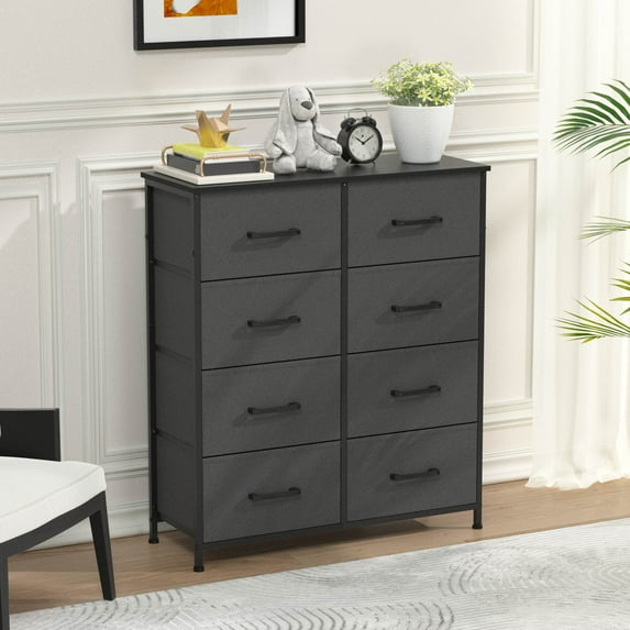 CL.HPAHKL 8-Drawer Storage Organizer Dresser, Fabric Storage Tower with Spacious Drawers, Wide Chest of Drawers for Living Room, Closet, Nursery, Gray