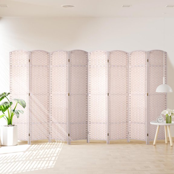 CL.HPAHKL 8 Panel Room Divider, Folding Privacy Screen 5.57 FT Tall Portable Wooden Wall Divider, Beige