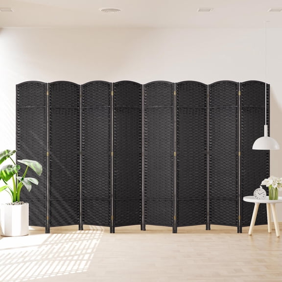 CL.HPAHKL 8 Panel Room Divider, Folding Privacy Screen 5.57 FT Tall Portable Wooden Wall Divider, Black