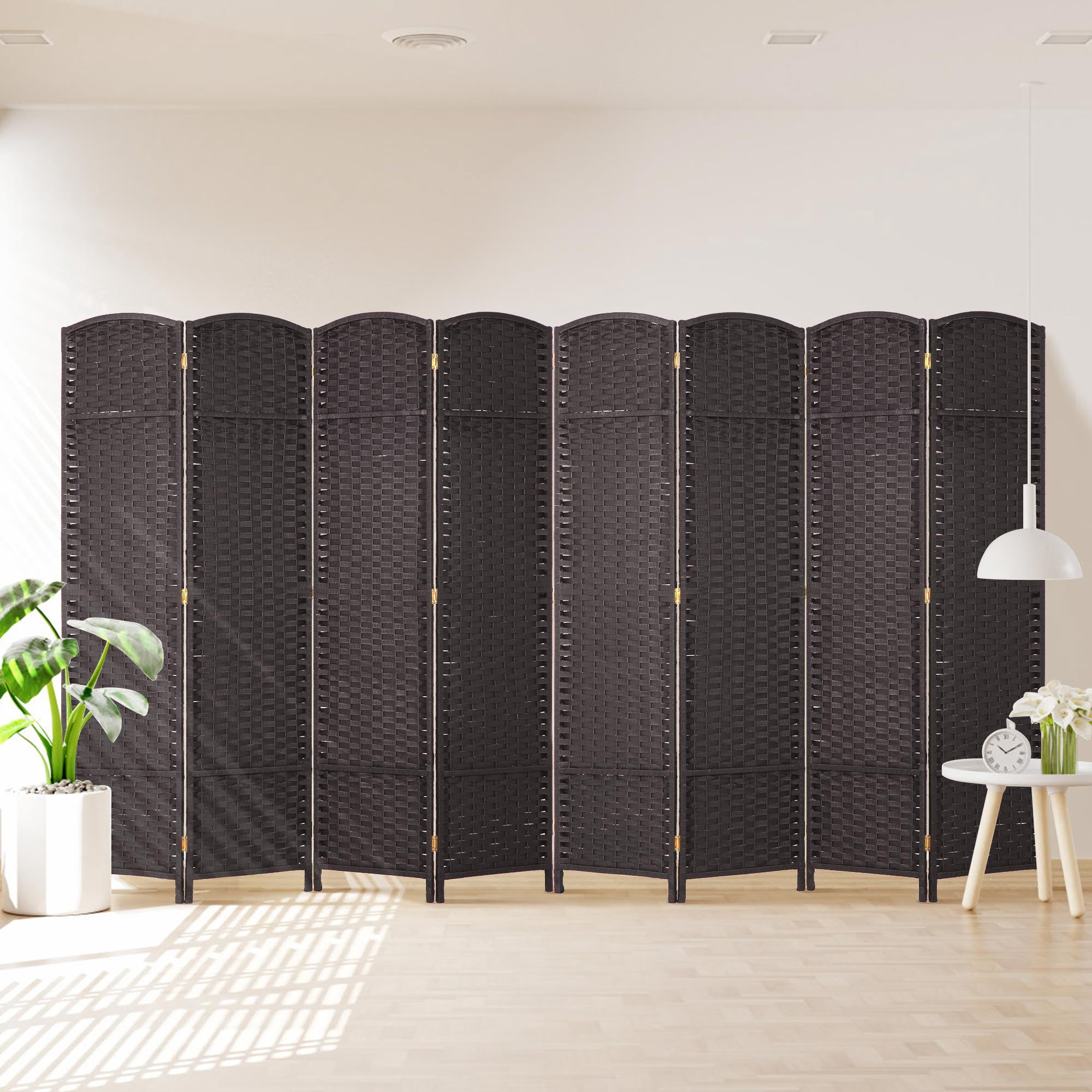 CL.HPAHKL 8 Panel Room Divider, Folding Privacy Screen 5.57 FT Tall Portable Wooden Wall Divider, Brown
