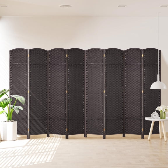 CL.HPAHKL 8 Panel Room Divider, Folding Privacy Screen 5.57 FT Tall Portable Wooden Wall Divider, Brown