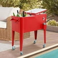 thumbnail image 1 of CL.HPAHKL 80 Quart Rolling Cooler Cart, Portable Ice Chest Ice Cooler with Wheels and Handle, Outdoor Cooler Bar Drink Cooler with Bottle Opener for Patio Party BBQ Beach Activities, Red, 1 of 7