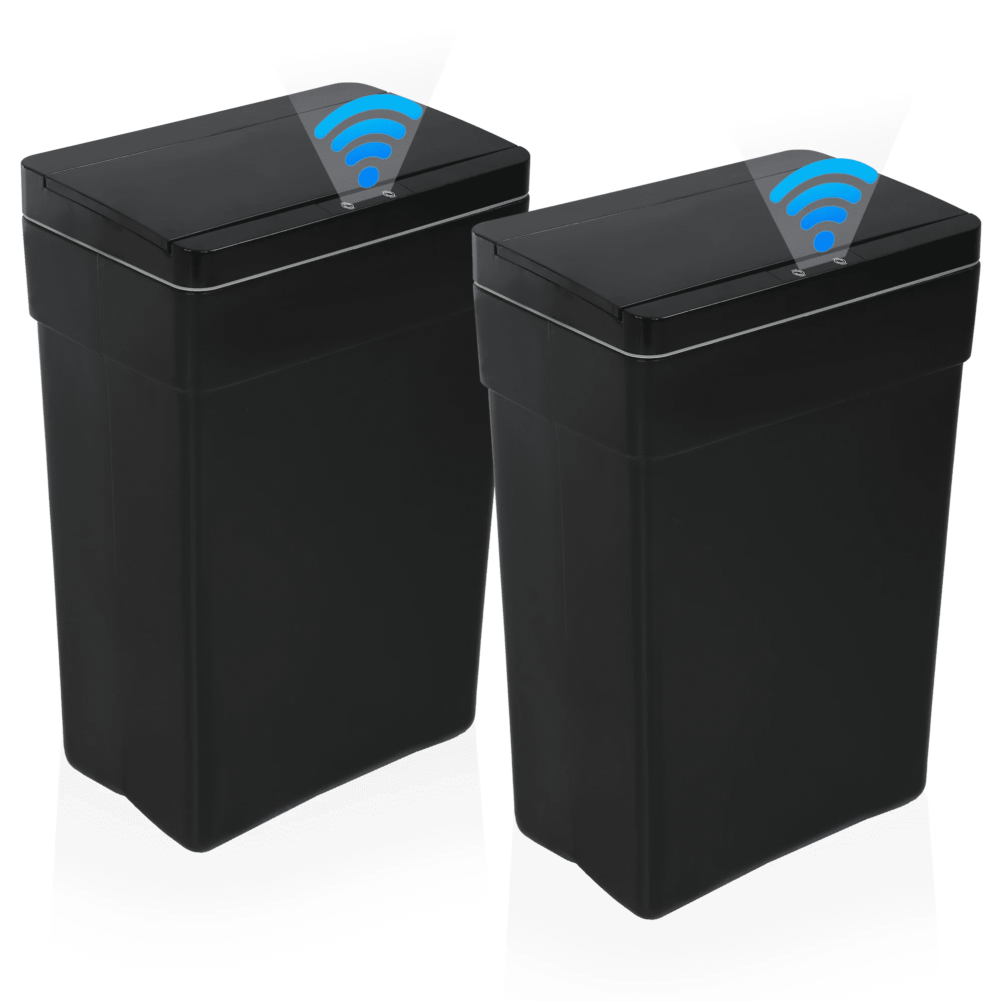 CL.HPAHKL Automatic 13 Gallon Trash Can, 50L Touch-Free Plastic Garbage Can with Lid, Large Capacity Waste Bin, Ideal for Kitchen, Office, Living Room, Bathroom (2, Black)