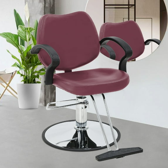 CL.HPAHKL Barber Chair Hair Salon Chair, Heavy Duty Hydraulic Pump Shampoo Chair, 360° Rotation, Height Adjustable Hair Stylist Chair, Burgundy