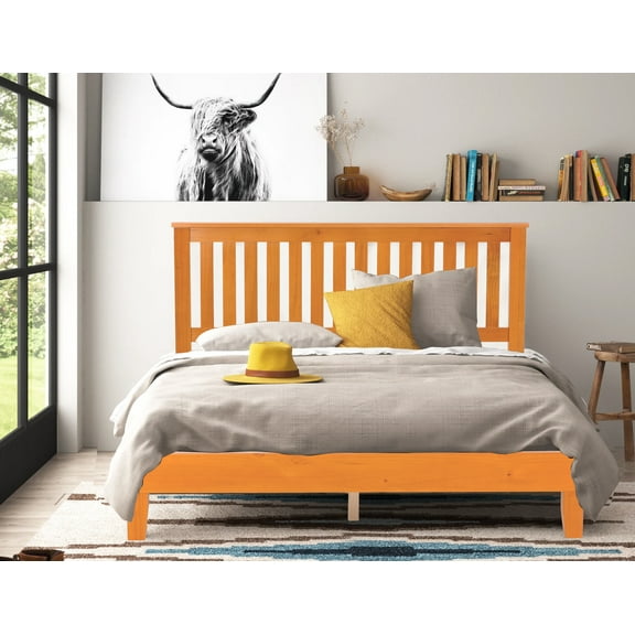 CL.HPAHKL Bed Frame Queen Size with Headboard, Solid Wood Foundation Queen Platform Bed, 13 Strong Wood Slats Support Mattress Frame Bed, Queen Bed Frame No Box Spring Needed, Easy Assembly, No Noise