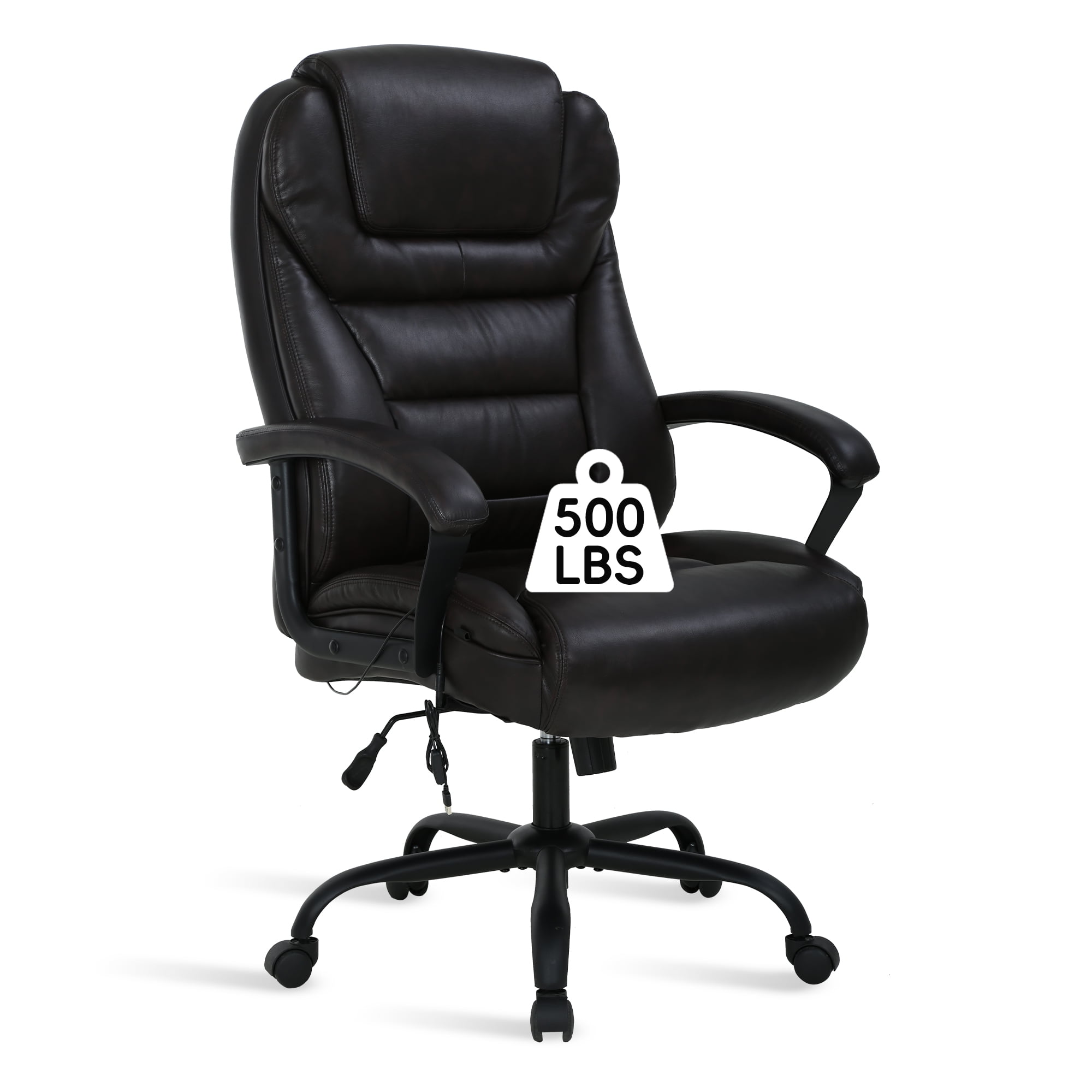 CL.HPAHKL Big and Tall Office Chair 500lbs Wide Seat Ergonomic Computer Desk Chair with Lumbar Support Arms High Back PU Leather Executive Task Swivel Rolling Chair, Brown