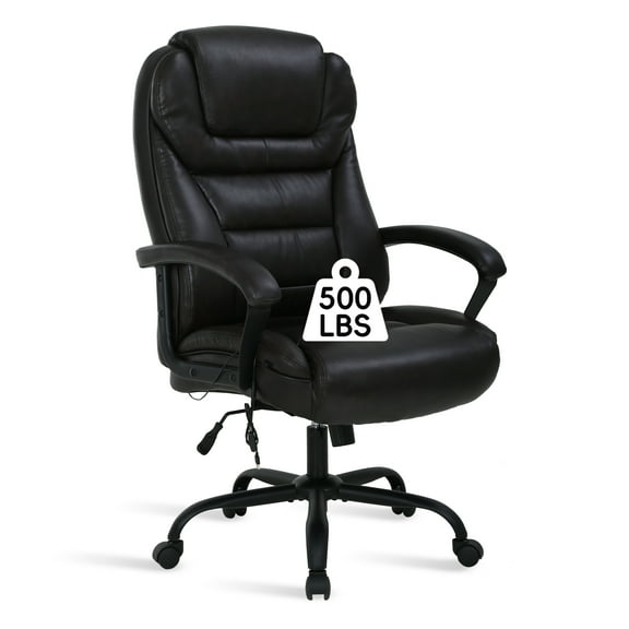 CL.HPAHKL Big and Tall Office Chair 500lbs Wide Seat Ergonomic Computer Desk Chair with Lumbar Support Arms High Back PU Leather Executive Task Swivel Rolling Chair, Brown