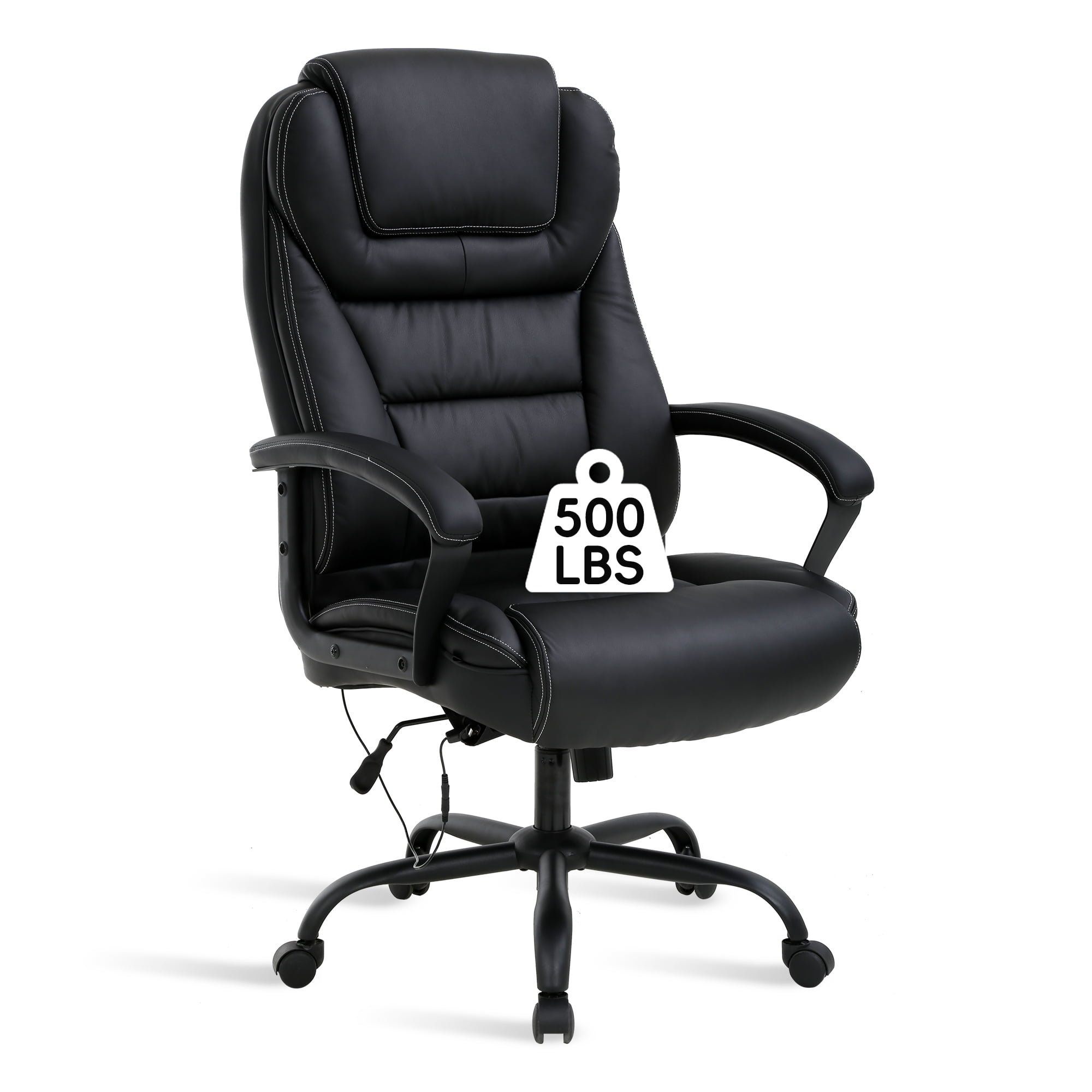 CL.HPAHKL Big and Tall Office Chair 500lbs Wide Seat Ergonomic Computer Desk Chair with Lumbar Support Arms High Back PU Leather Executive Task Swivel Rolling Chair, Black