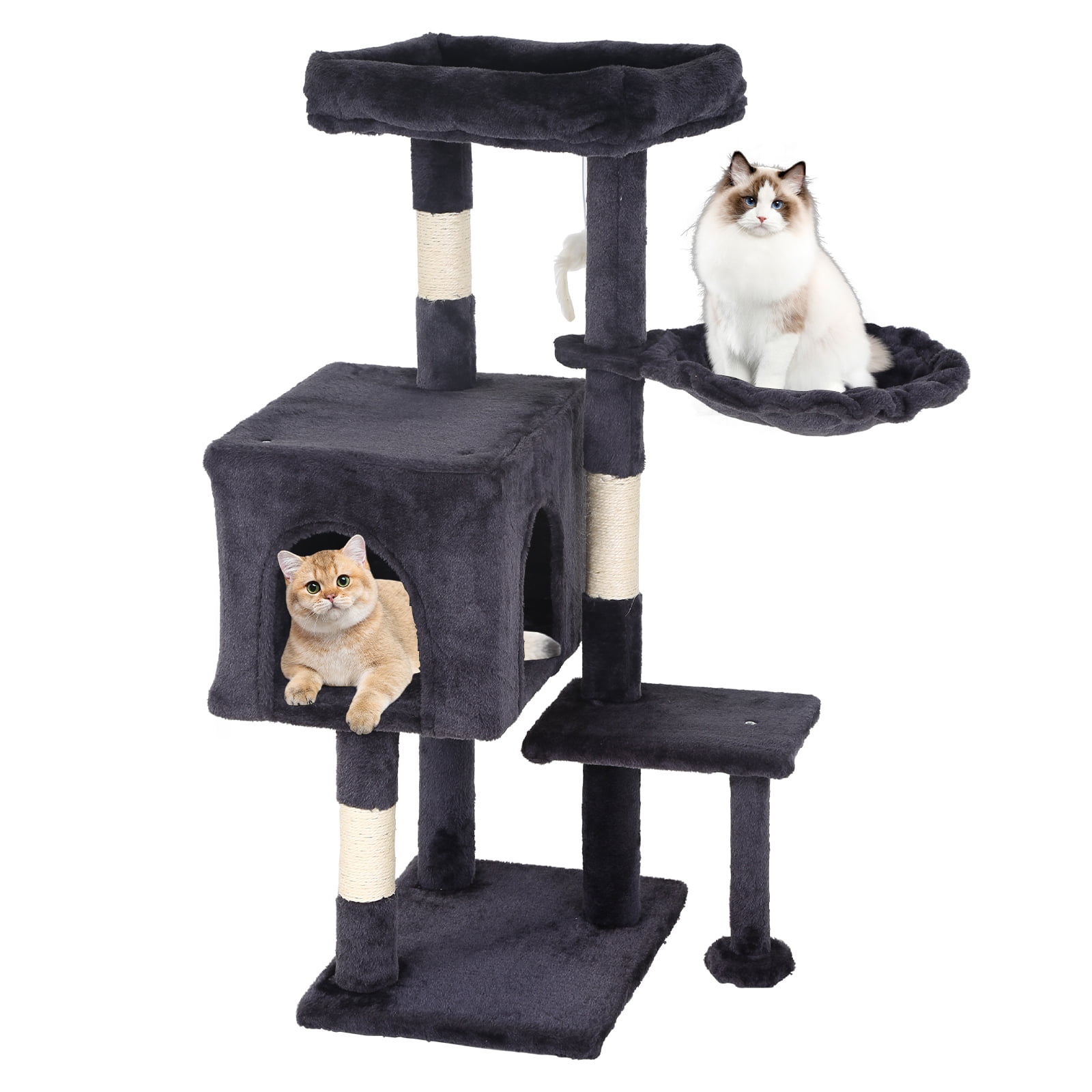 CL.HPAHKL Cat Tree, 36 inch Small Cat Tower with Scratching Post & Funny Toy for Indoor Cats, Cat Condo Furniture Activity Center for Kittens, Dark Gray