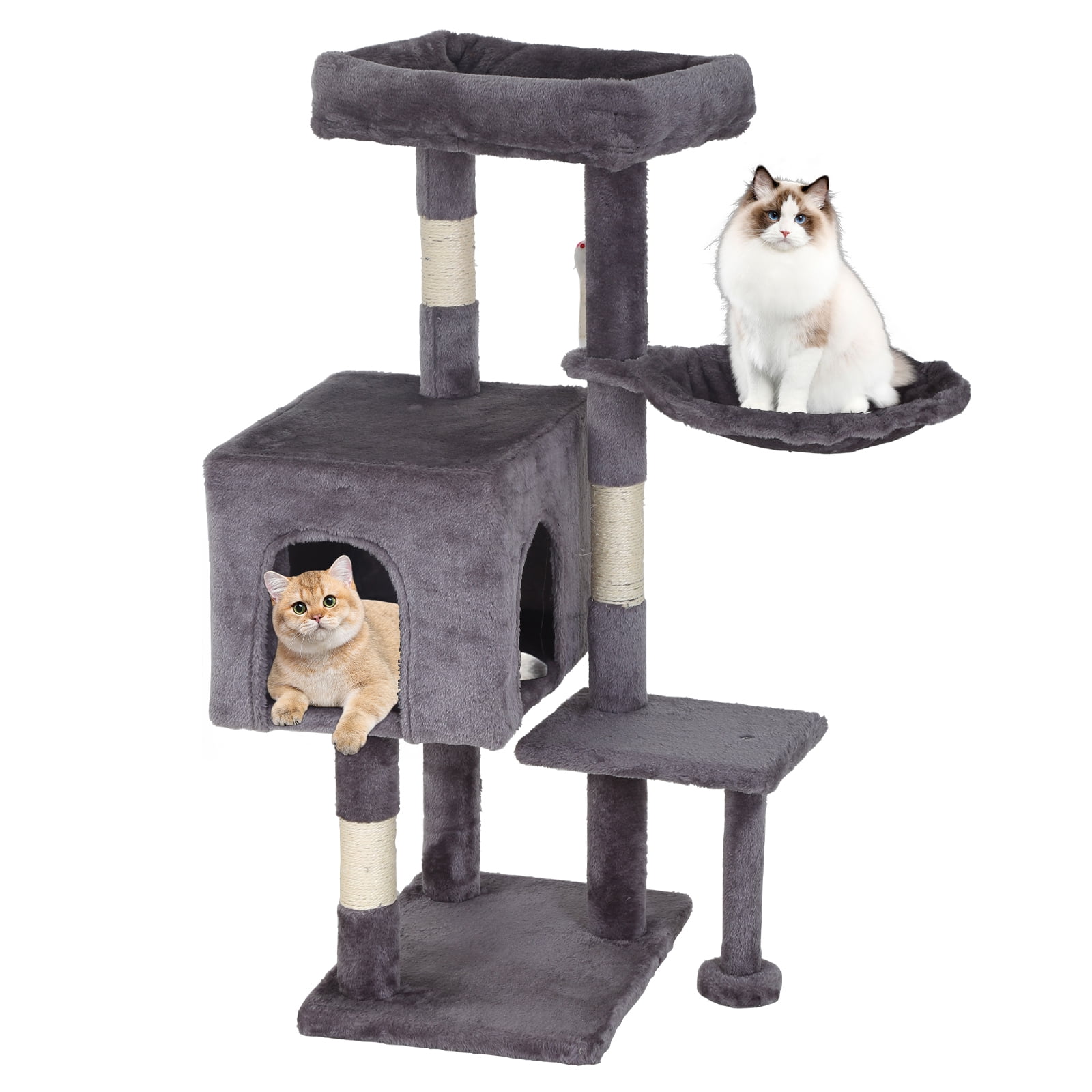 CL.HPAHKL Cat Tree, 36 inch Small Cat Tower with Scratching Post & Funny Toy for Indoor Cats, Cat Condo Furniture Activity Center for Kittens, Light Gray