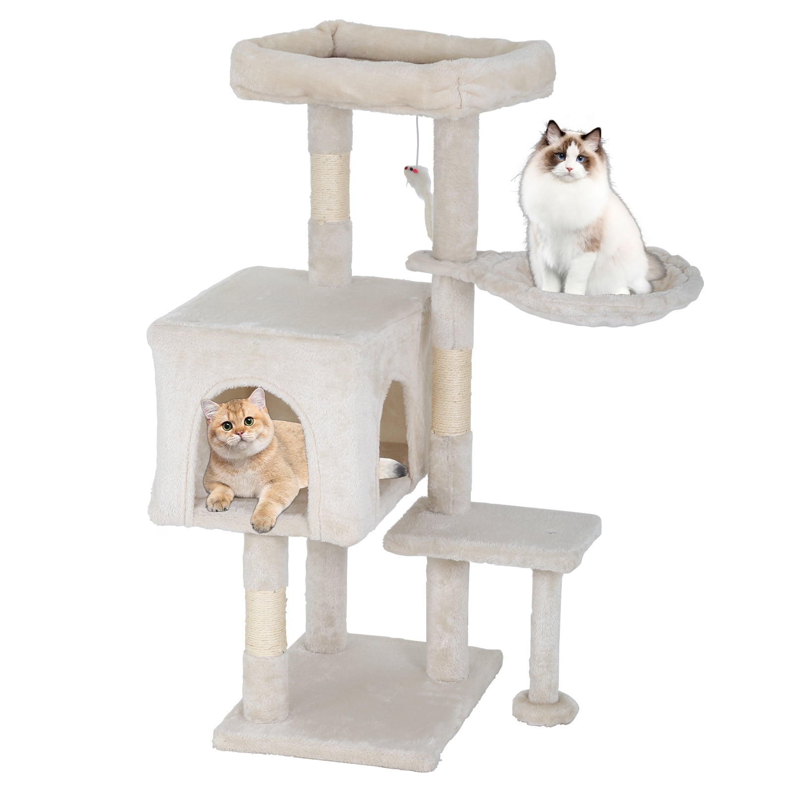 CL.HPAHKL Cat Tree, 36 inch Small Cat Tower with Scratching Post & Funny Toy for Indoor Cats, Cat Condo Furniture Activity Center for Kittens, Beige