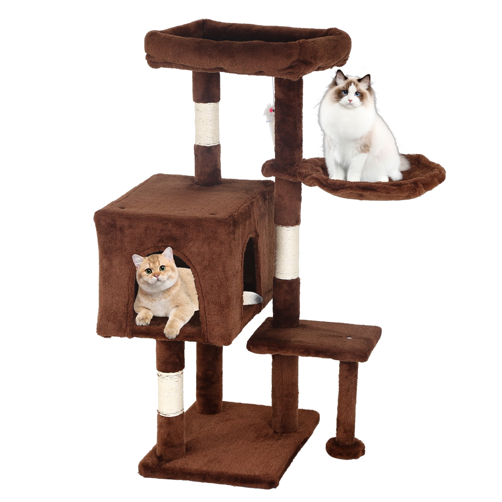 CL.HPAHKL Cat Tree, 36 inch Small Cat Tower with Scratching Post & Funny Toy for Indoor Cats, Cat Condo Furniture Activity Center for Kittens, Brown