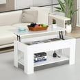 thumbnail image 1 of CL.HPAHKL Coffee Table with Lifting Top, Lift Top Coffee Table with Storage Shelf, Hidden Compartment and Metal Frame,Center Coffee Table for Living Room Reception Room Office, White, 1 of 7