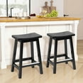 thumbnail image 1 of CL.HPAHKL Counter Height Bar Stools Set of 2, 24 Inch Kitchen Counter Stools Backless Wooden Barstools Solid Wooden Saddle Stools with Footrests for Kitchen Island, Dining Room, Pub, Cafe, Black, 1 of 10